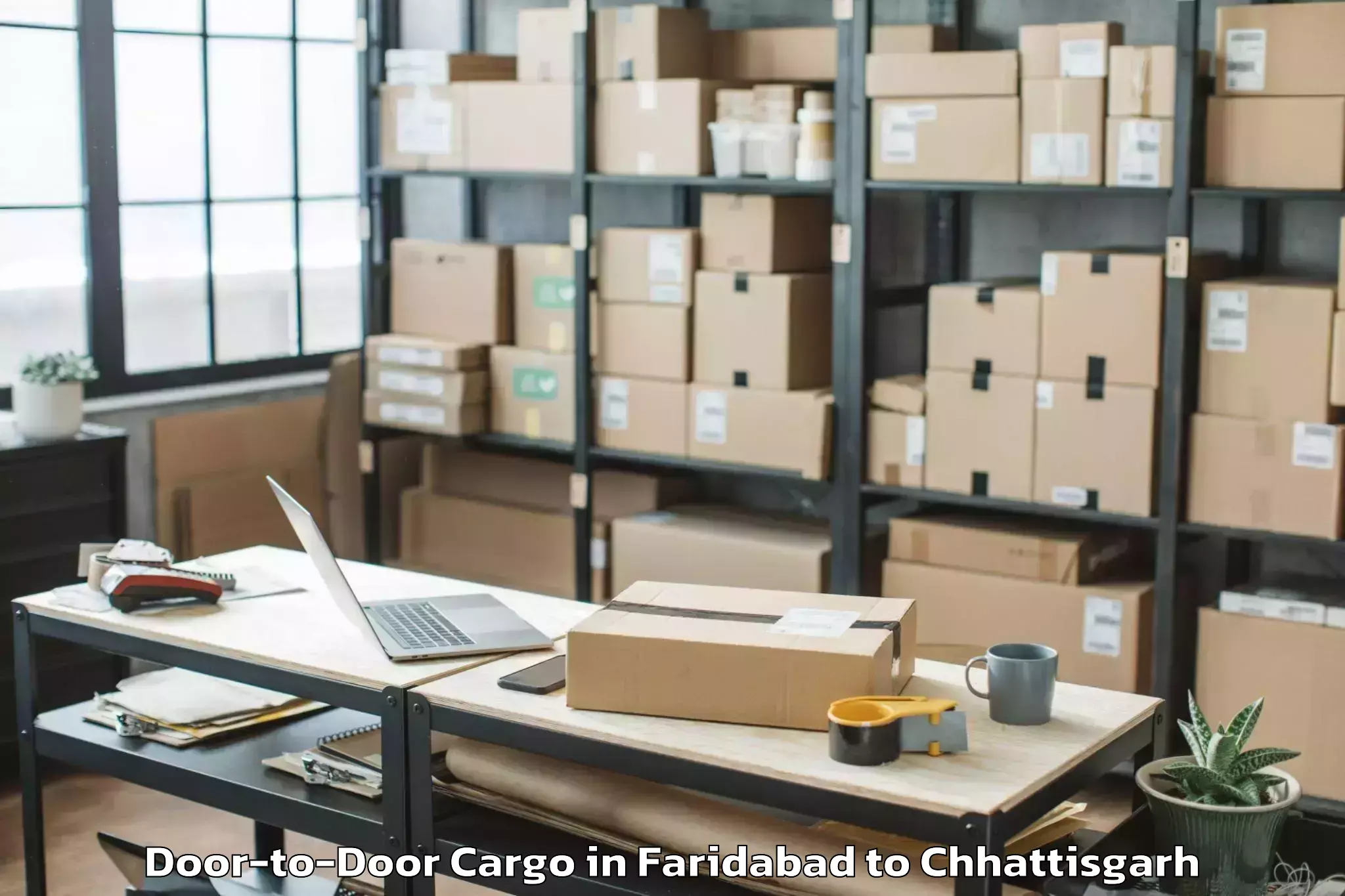 Trusted Faridabad to Kalinga University Raipur Door To Door Cargo